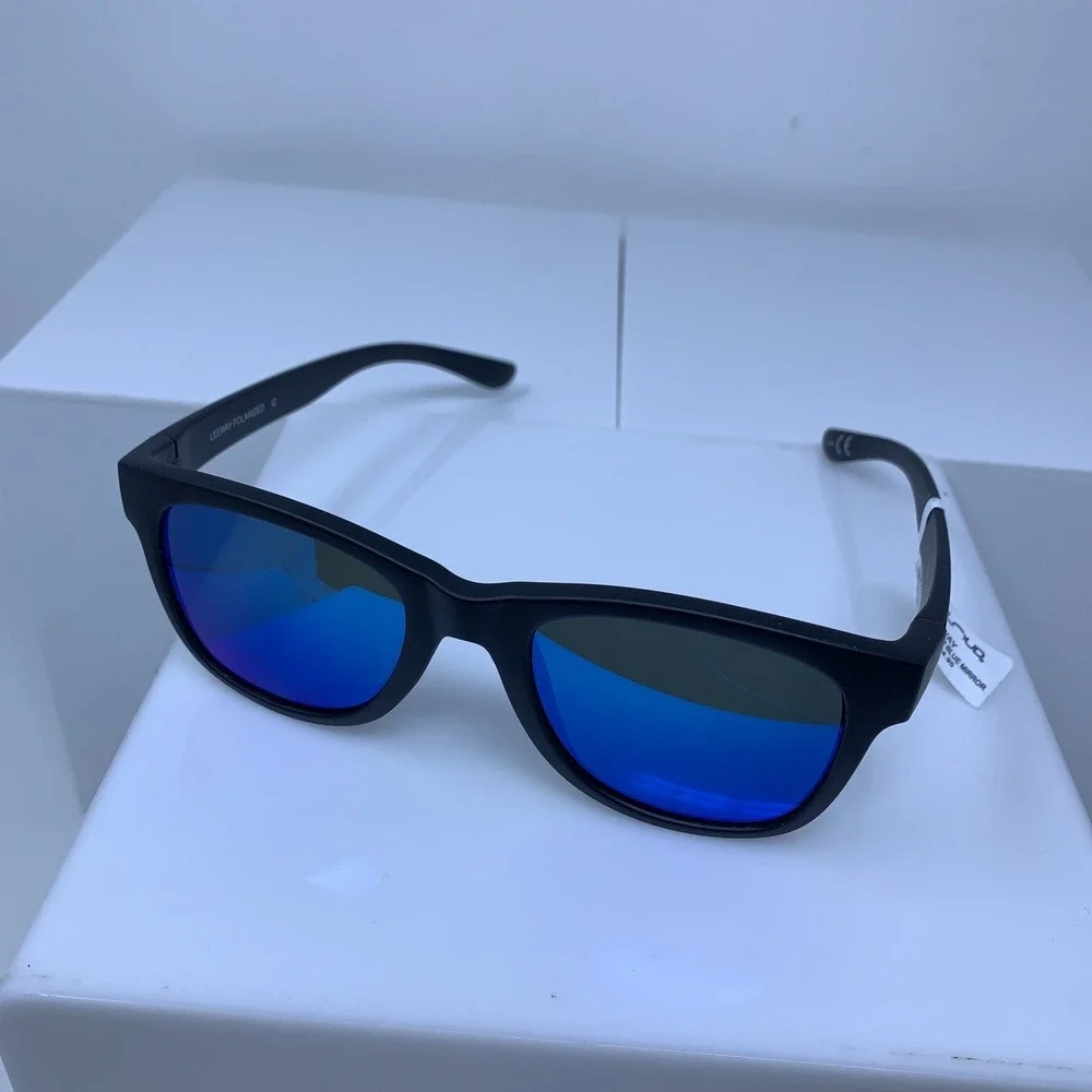 Suncloud Optics Leeway Matte Black + Polarized Blue Mirror Lens Sunglasses NWT